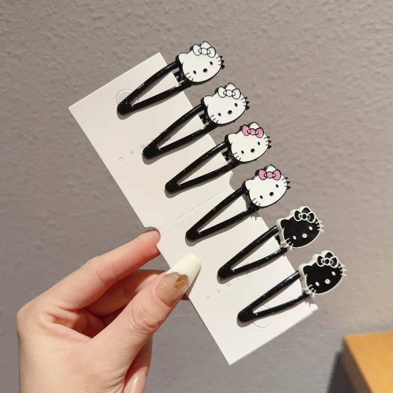 

Cute Hello Kitty Hairpin Retro Black Edge Clip Cute Girl Heart Hairpin Clip Japanese and Korean Soft Girl Clip Headpiece