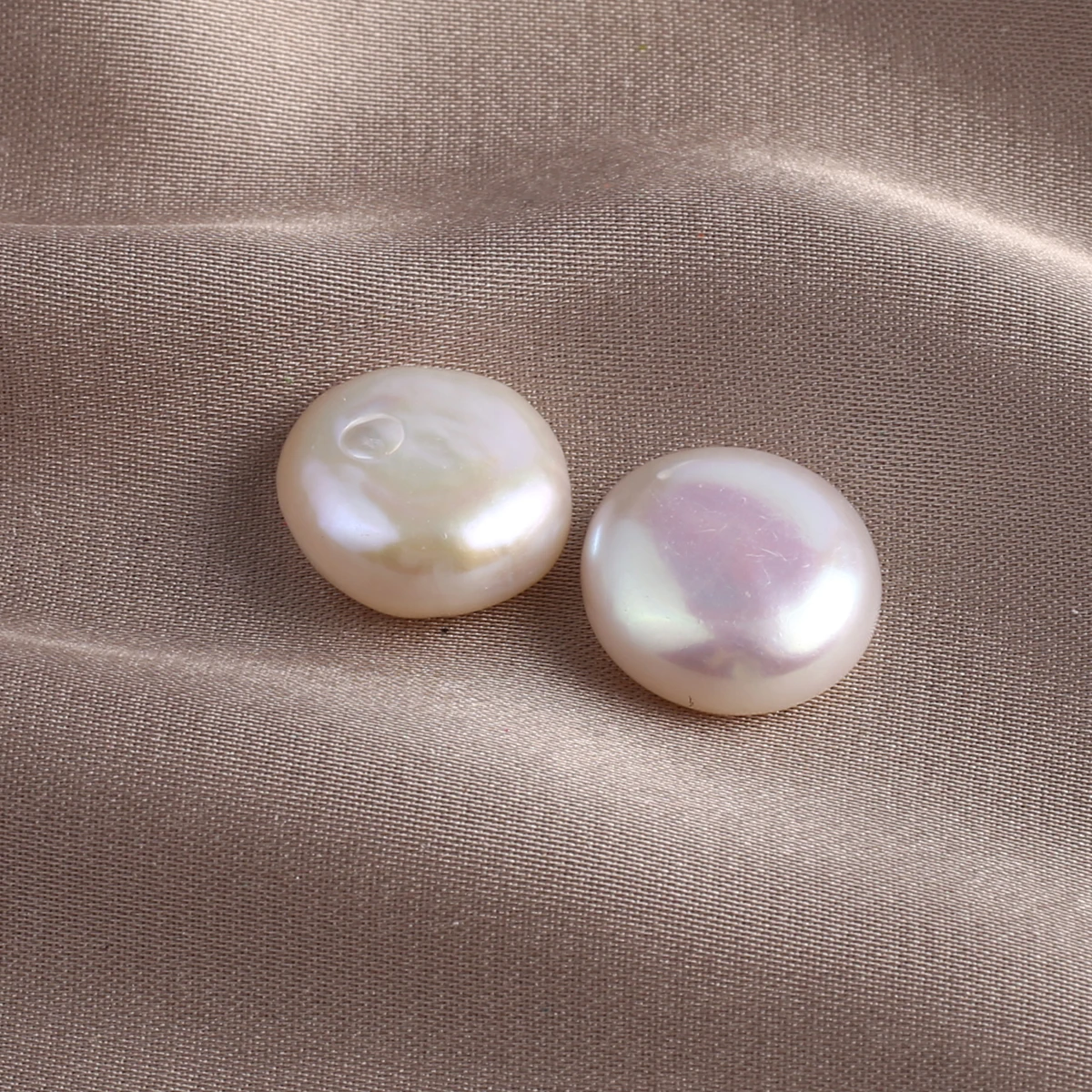 2PCS Natural Freshwater Pearl Round Button Shaped Perforated Beads Jewelry Making DIY Necklace Ring Bracelet Accessories Gift