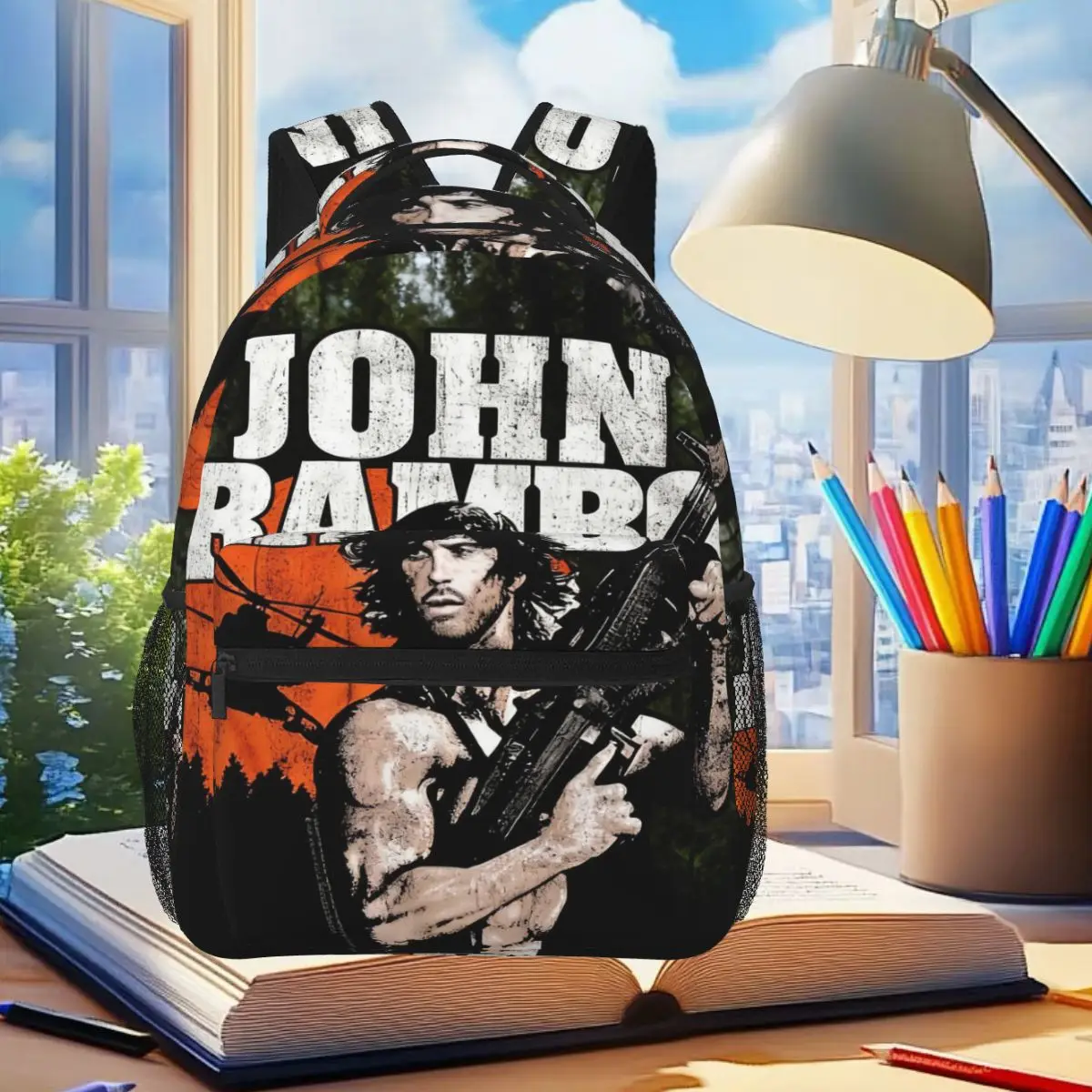 Movie Joint First Blood Stallone European And American Backpack Student Boys Girls BookBag School Bag Shoulder Bag for Men Women