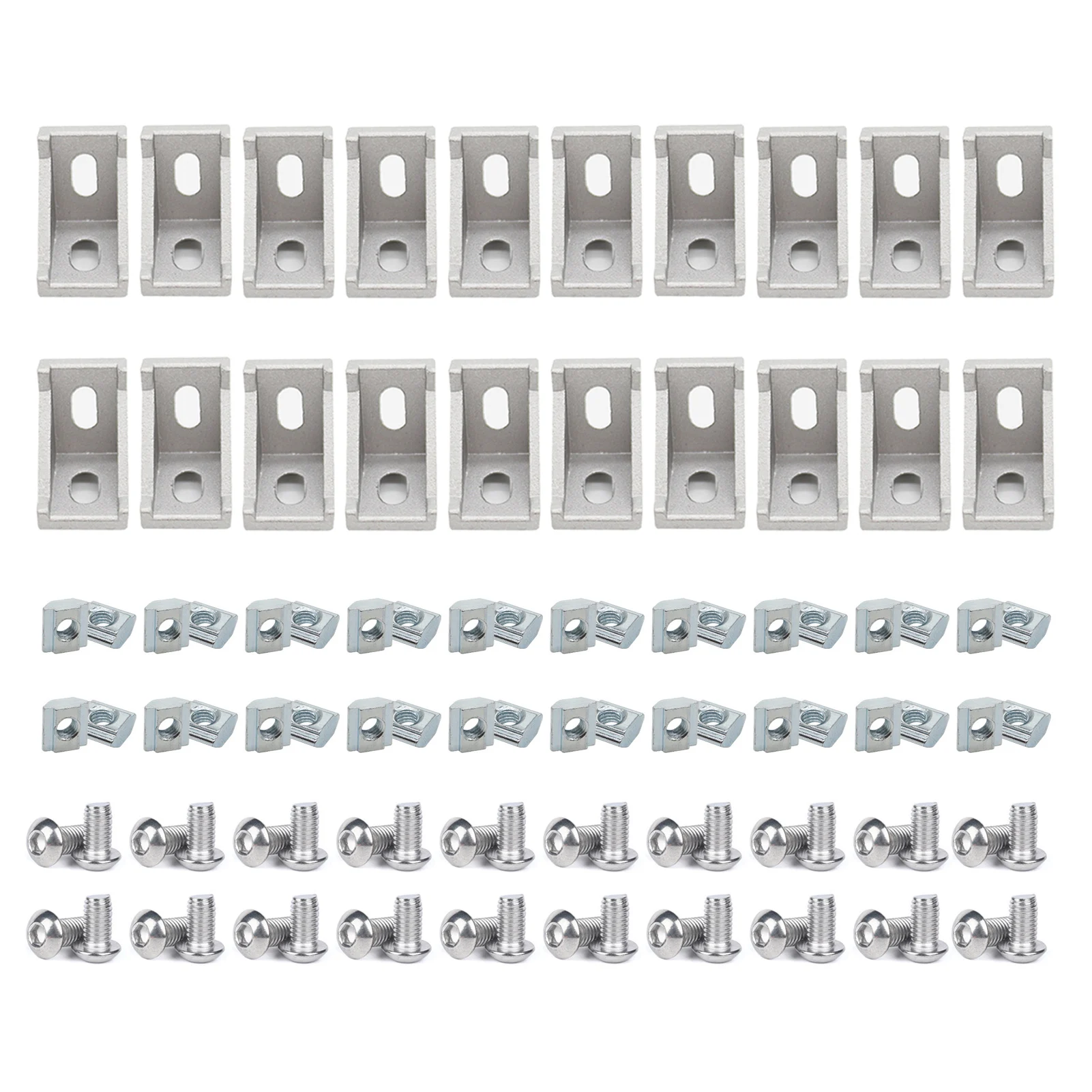 20Sets 1010 Aluminum Extrusion Profile Corner Bracket 10 Series Right Angle L Connectors wtih Nut for 10/10 Rail Perfil Extruded