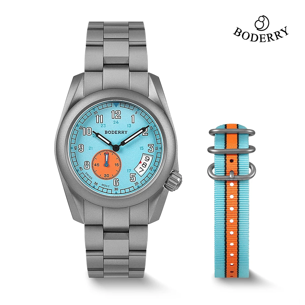 Reloj Boderry Field, relojes de cuarzo de titanio VOYAGER 38 para hombre, reloj resistente al agua de 100M, reloj de pulsera deportivo luminoso militar para negocios