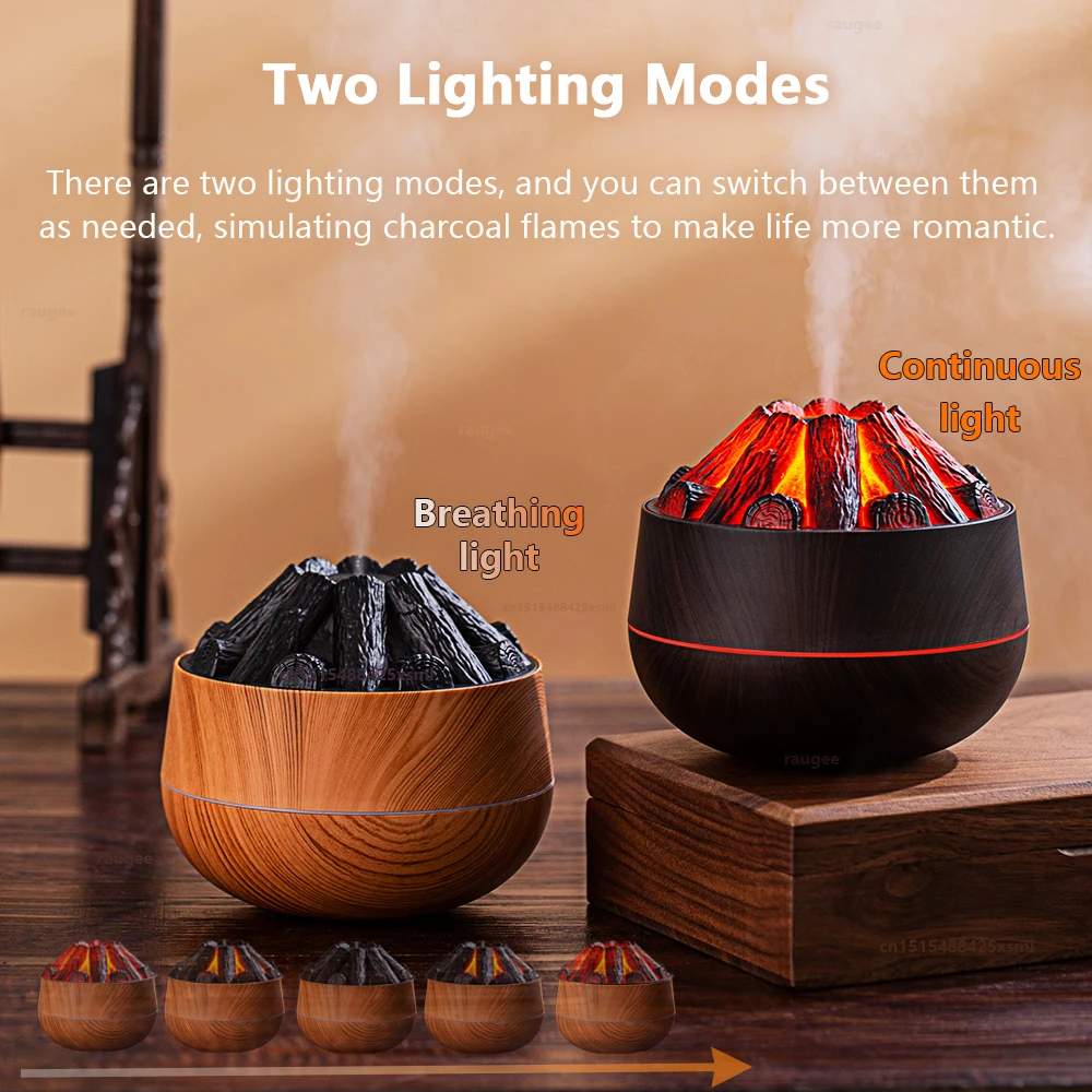 Mini Air Humidifier USB Electric Charcoal Fire Humidifier 300ML Air Humidifier Mist Maker Ultrasonic Diffuser for Home Bedroom