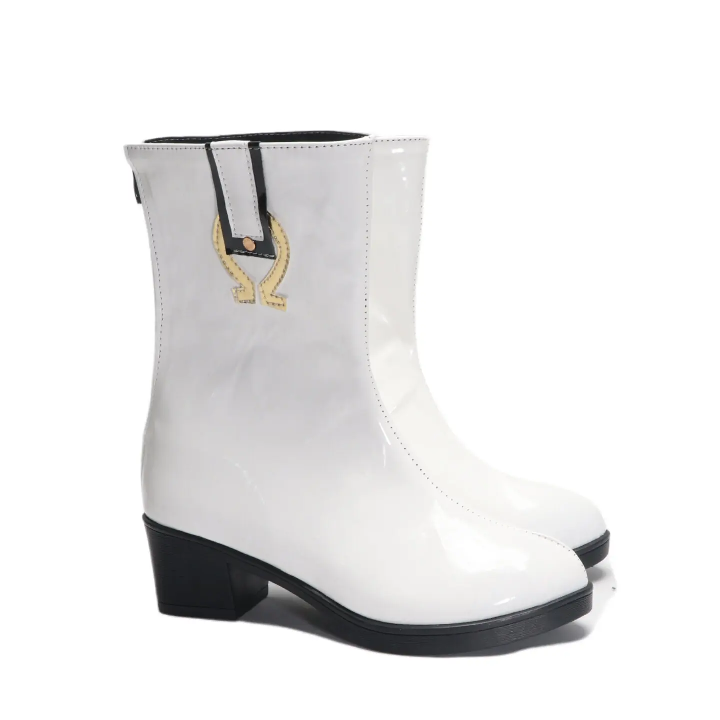 Anime Umamusume: Pretty Derby Gold Ship Cosplay Shoes White High Heels Short PU Leather Boots For Halloween Carnival