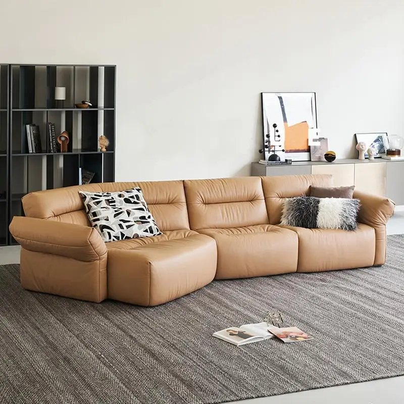 Leather sofa living room size apartment first layer cowhide special-shaped corner combination