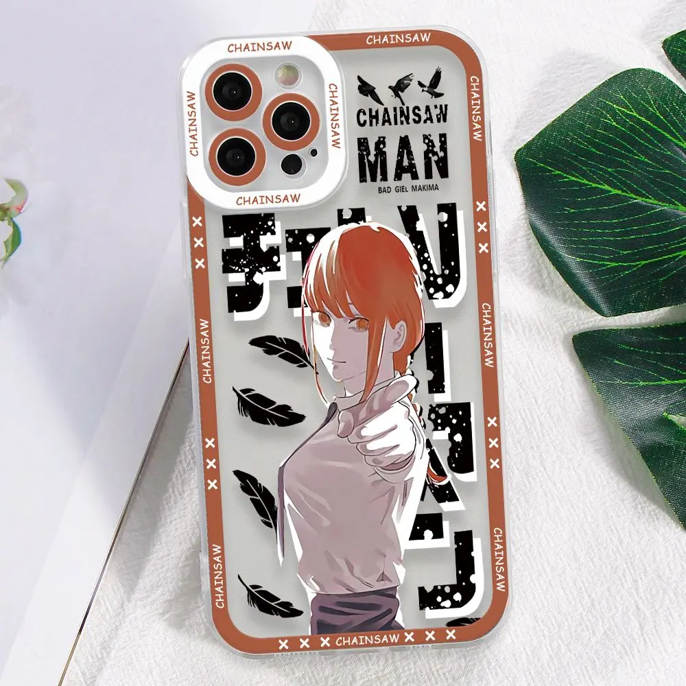 Anime Chainsaw Man Phone Case for Oppo A98 A96 A79 A78 A74 A60 A58 A57 A54 A53 A38 A17 A16 4G 5G Border Print Clear Soft Cover