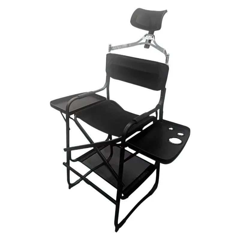 

Tall Directors Chair Heavy Duty Bar Height Folding Makeup Chair With Side Table Padded Seat Foot Rest For Camping Home Or Patio