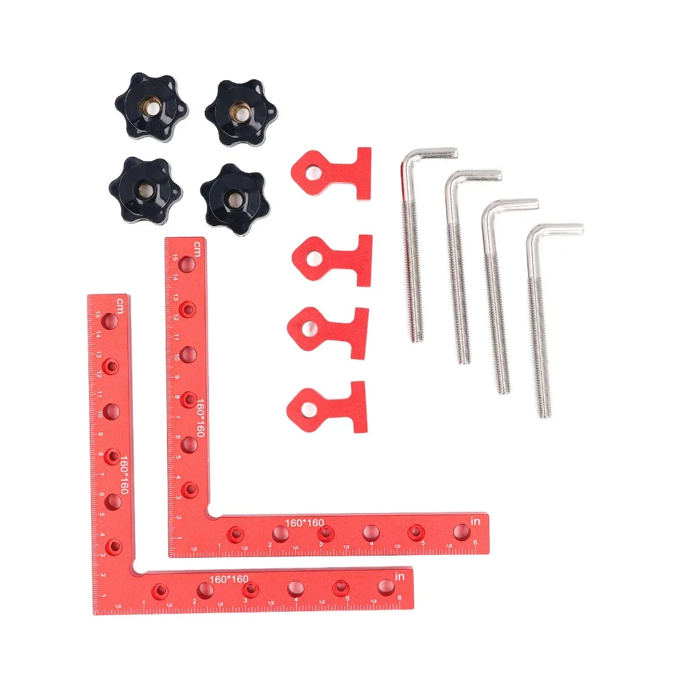 2pcs 160mm X 160mm 90 Degree Corner Clamp Aluminum Alloy 90 Degree L-Shaped Clamping Square Set Woodworking Positioning Square