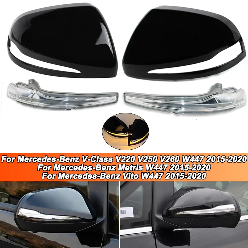 

1/2pcs Car LED Side Reverse Mirror Lamp with Housing For Mercedes Benz V-Class/Metris/Vito W447 2015-2020 Rear Mirror Shell Cap