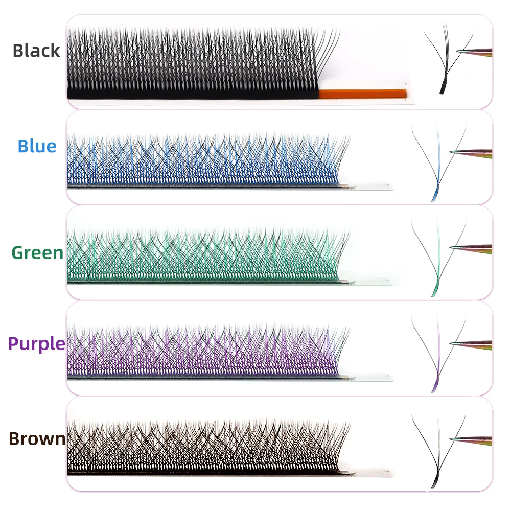 Yelix New Premade Spikes Eyelash Extension Black Purple Spike 3D-W Lash Extensions Supplies Fluffy Volume Fans Individual Lashes