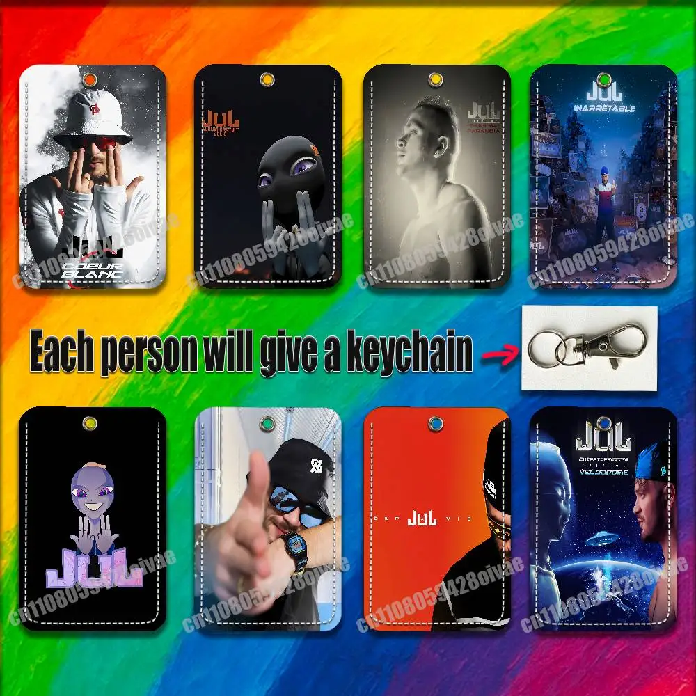 

J-Jul Album gratuit vol 8 For ID Clips Credit Bank Subway Card Holder Cover Sleeve Ornament Leather Keychain