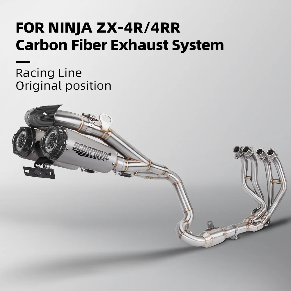 

High Performance Exhaust For Ninja ZX4R ZX4RR ZX 4R 4RR Full Motorcycle Exhaust System Front Link Pipe With Double Muffler