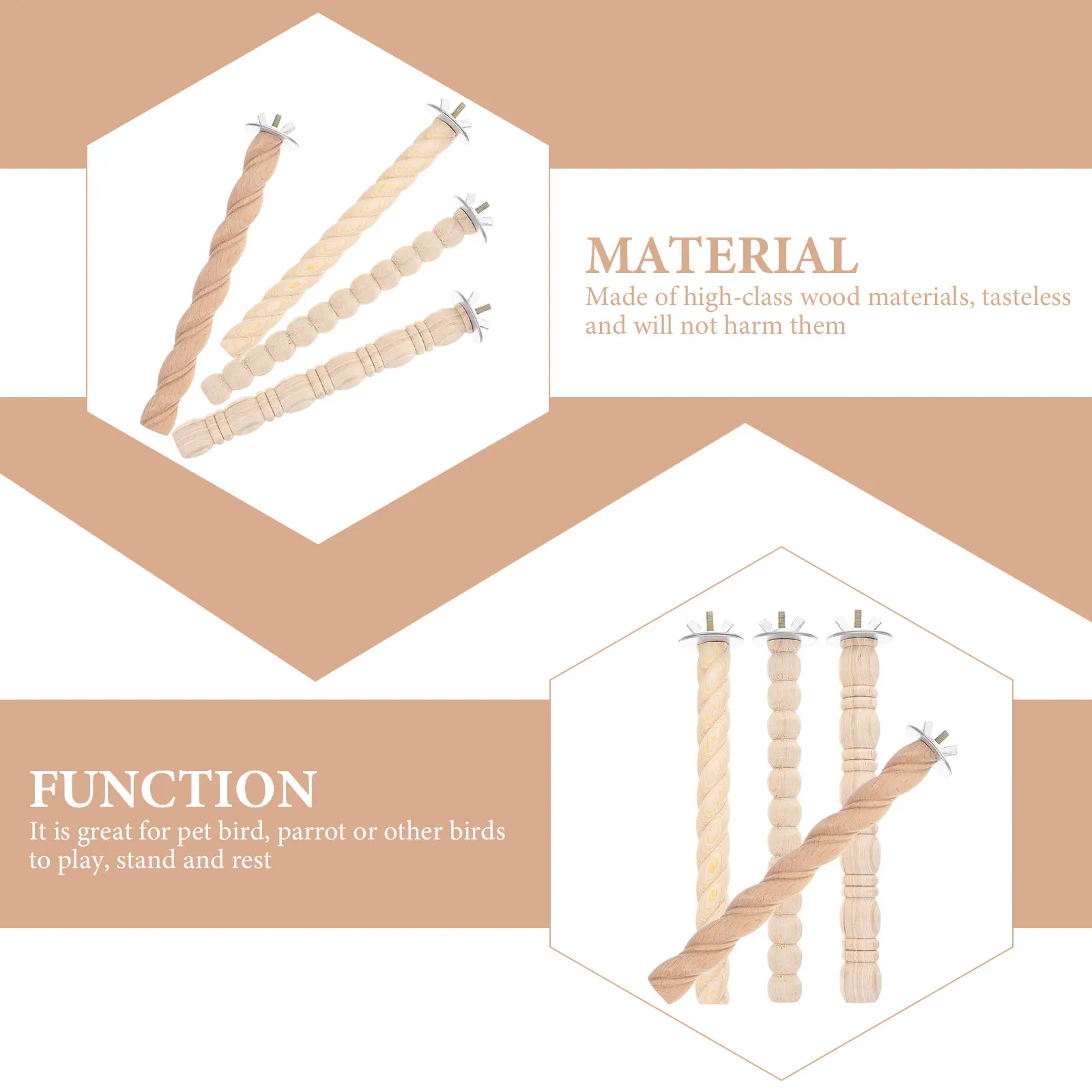 

4Pcs Bird Perch Stand Wooden Parrot Cage Rest Play Exercise Train Balance Station for Pet Birds Bird Perch Parrot Cage