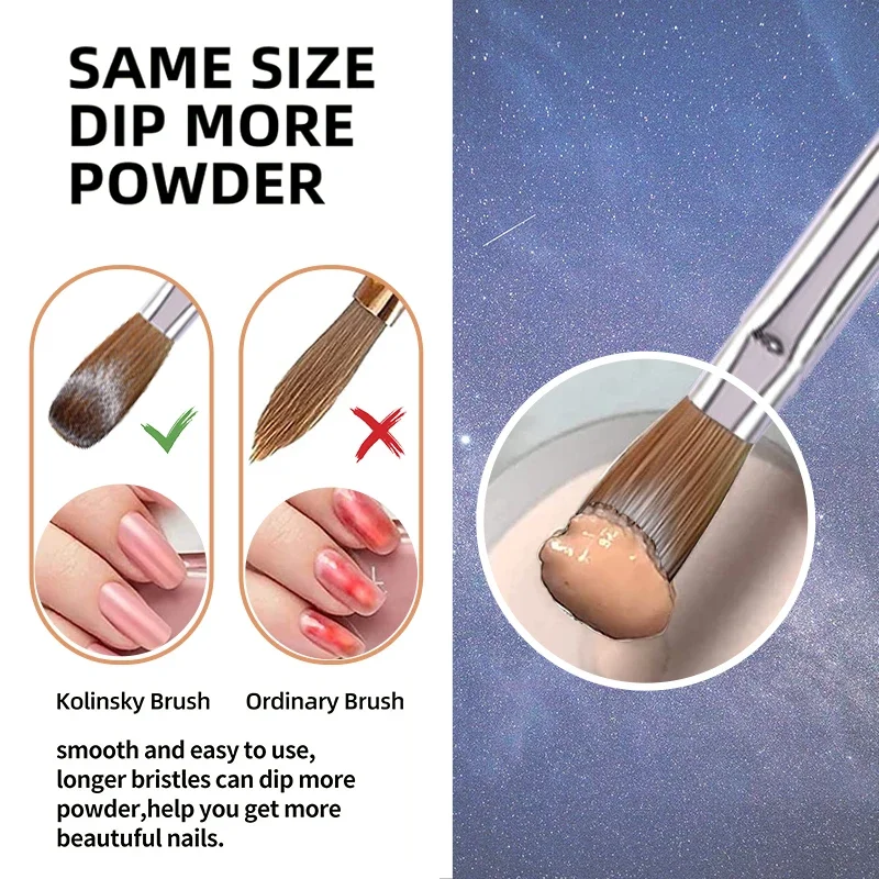 100% Kolinsky Acrylic Nail Brush with Purple Acrylic Handle for Acrylic Powder Nail Art Brush with Nail Technology