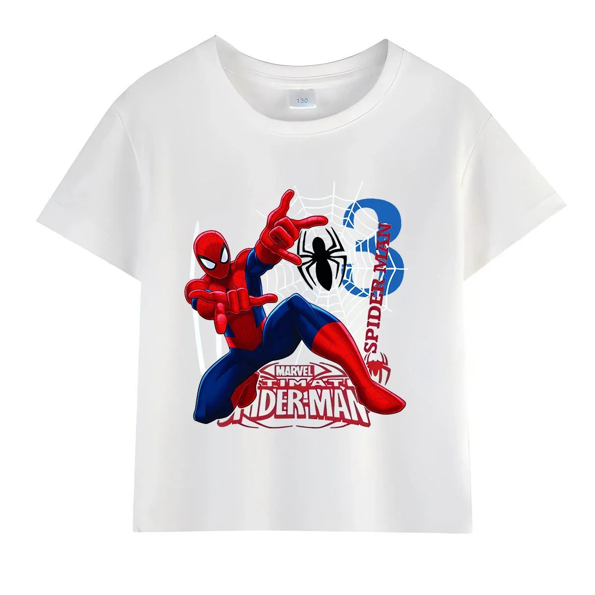 

Лето 2025 г., детская хлопковая футболка с изображением Человека-паука 1, 2, 3, 4, 5, 6, 7, 8, 9, рубашка с короткими рукавами на день рождения для девочек, персонализированная одежда на день рождения для мальчика