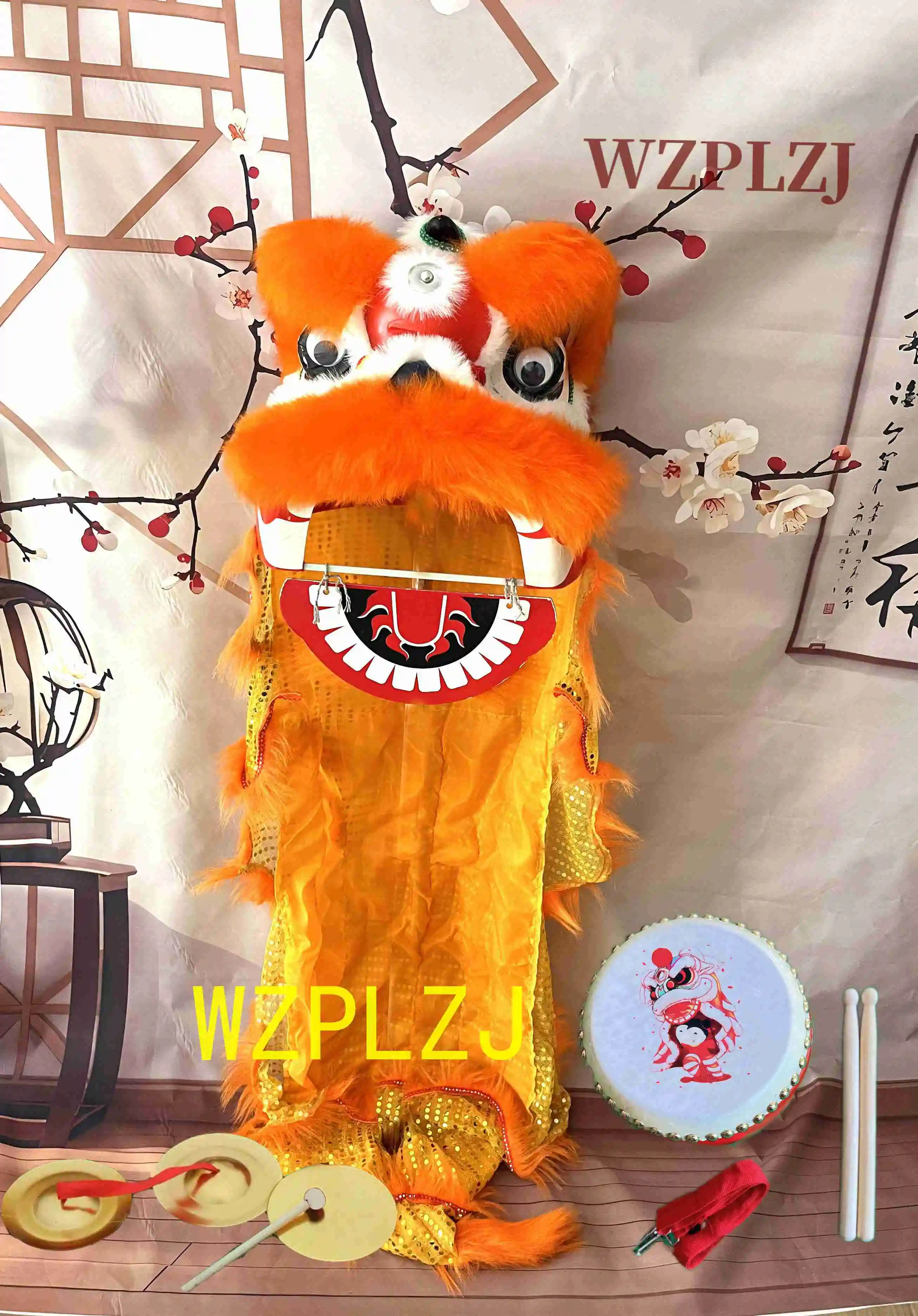 Tradition lions  2-5 Age Lion Dance Costume Drum Gong Toy Props Child Performance Sport Outdoor Stage Mascot China