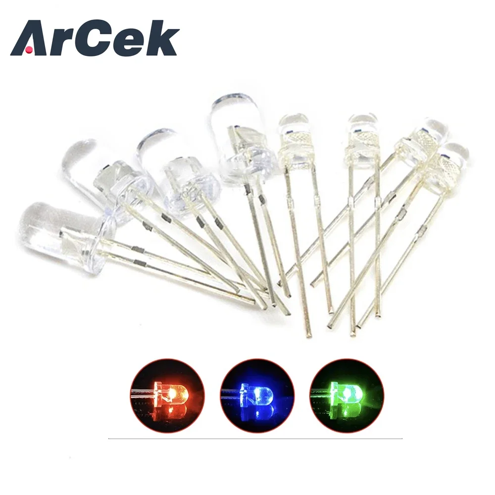 50 pcs Clear F3 3mm RGB  Slow Flashing Red Green Blue 3 Colors Multicolor Flicker 3 mm Light Emitting Diode LED Lamps Blinking