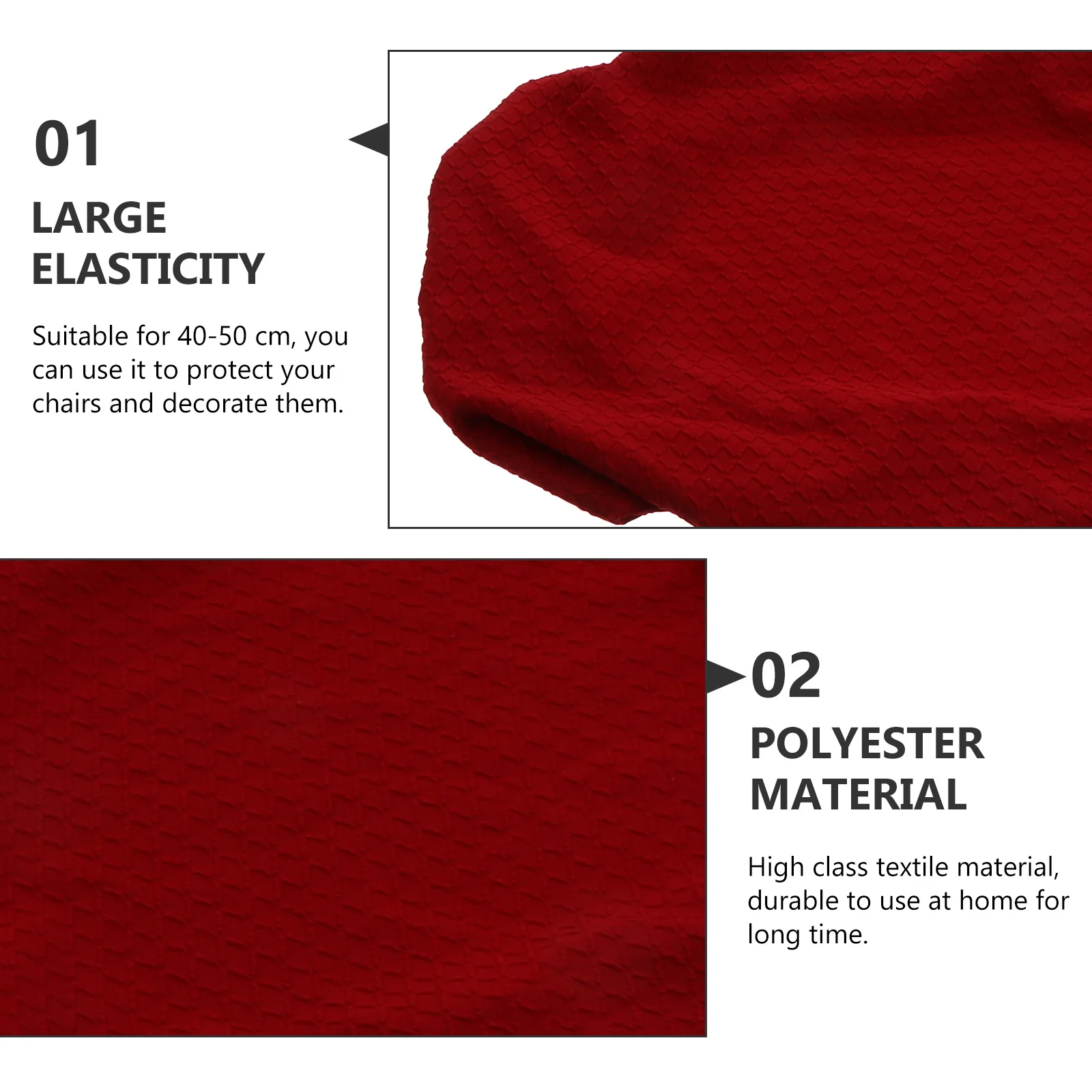 

2Pcs Chair Protector Fine Workmanship Large Elasticity 40-50cm Easy Use Hotel Chair Cover Decor Seat Cover Seat Slipcover