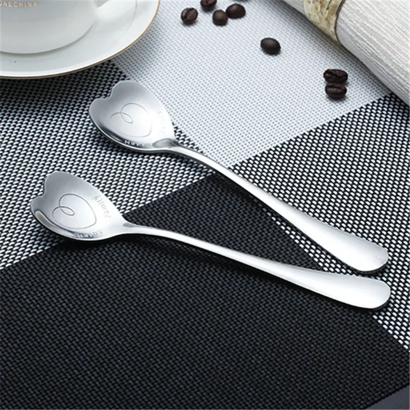 1pc Stainless Steel Sweet Heart Shaped Love Coffee Spoon Teaspoon Children Spoon New Beautiful