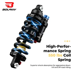 BOLANY 550lbs Mountain Bike Rear Absorber Spring Suspension Motorcycle Shock DH MTB Bicycle  Damping Adjustable 190/210/230mm