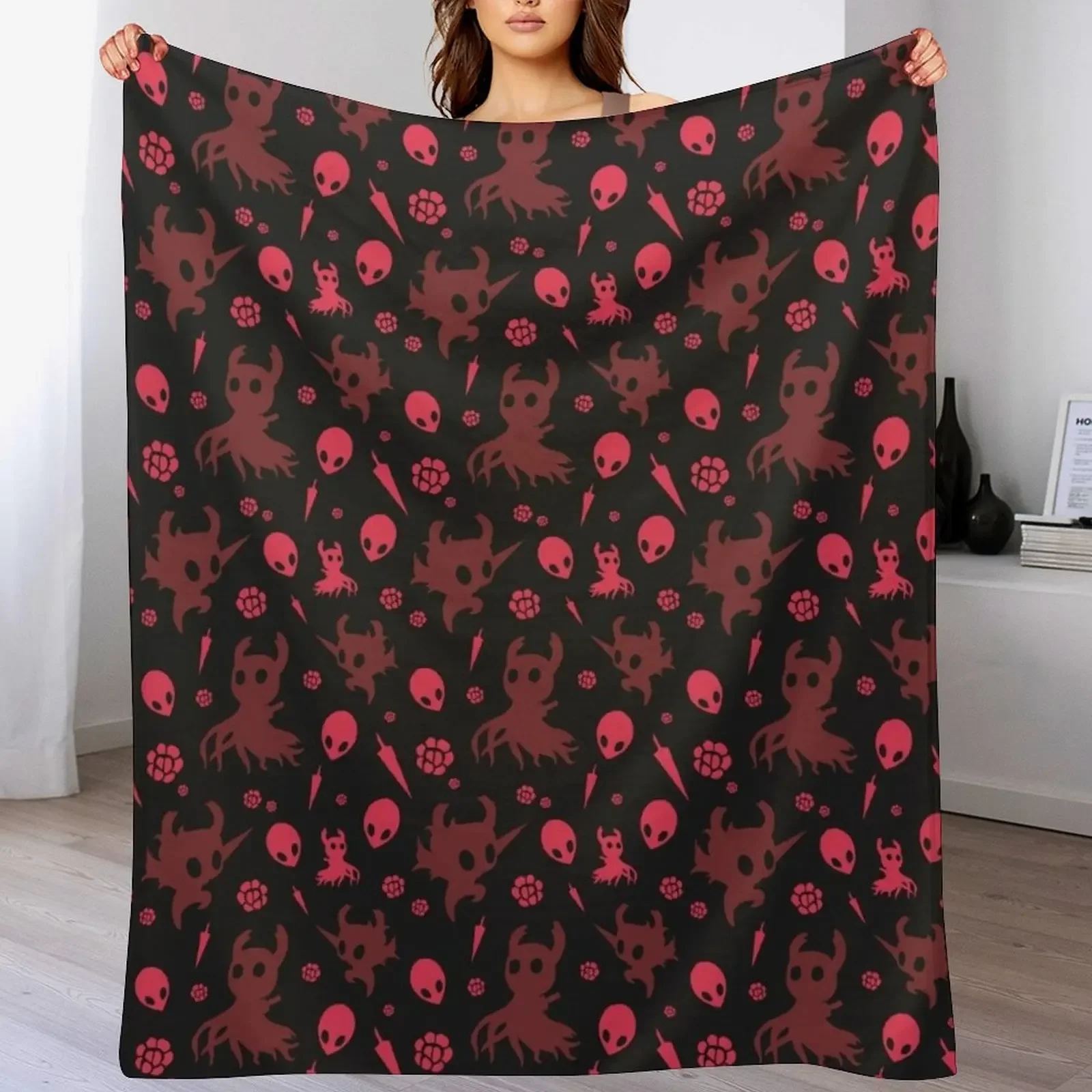 GRIMM Hollow Knight Pattern Throw Blanket Stain Resistant Cozy Warm Blanket