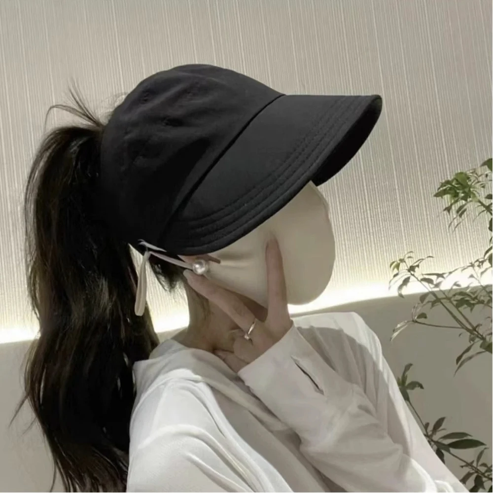 

Summer Visor Cap Foldable Wide Brim Ponytail Hat Outdoor Hiking Top Hats Women Beach Sun Hat Adjustable Cap Fisherman Caps