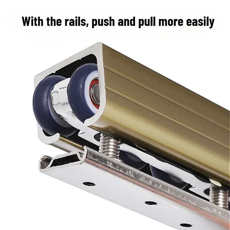 1PCS Sliding Door Roller Hanging Pulley Rail Track for Home Room Wood Door 4/8 Hanging Wheels Rail Track