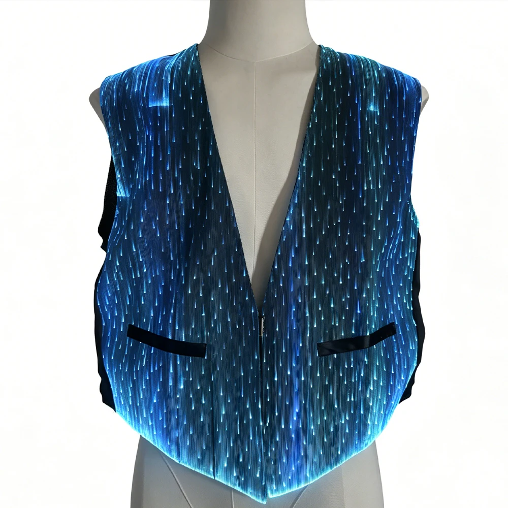 

Men's LED Fiber Optic Suit Vest Glowing Waistcoat Light Up Formal Blazer Vest for Party Festival Stage Show Costume