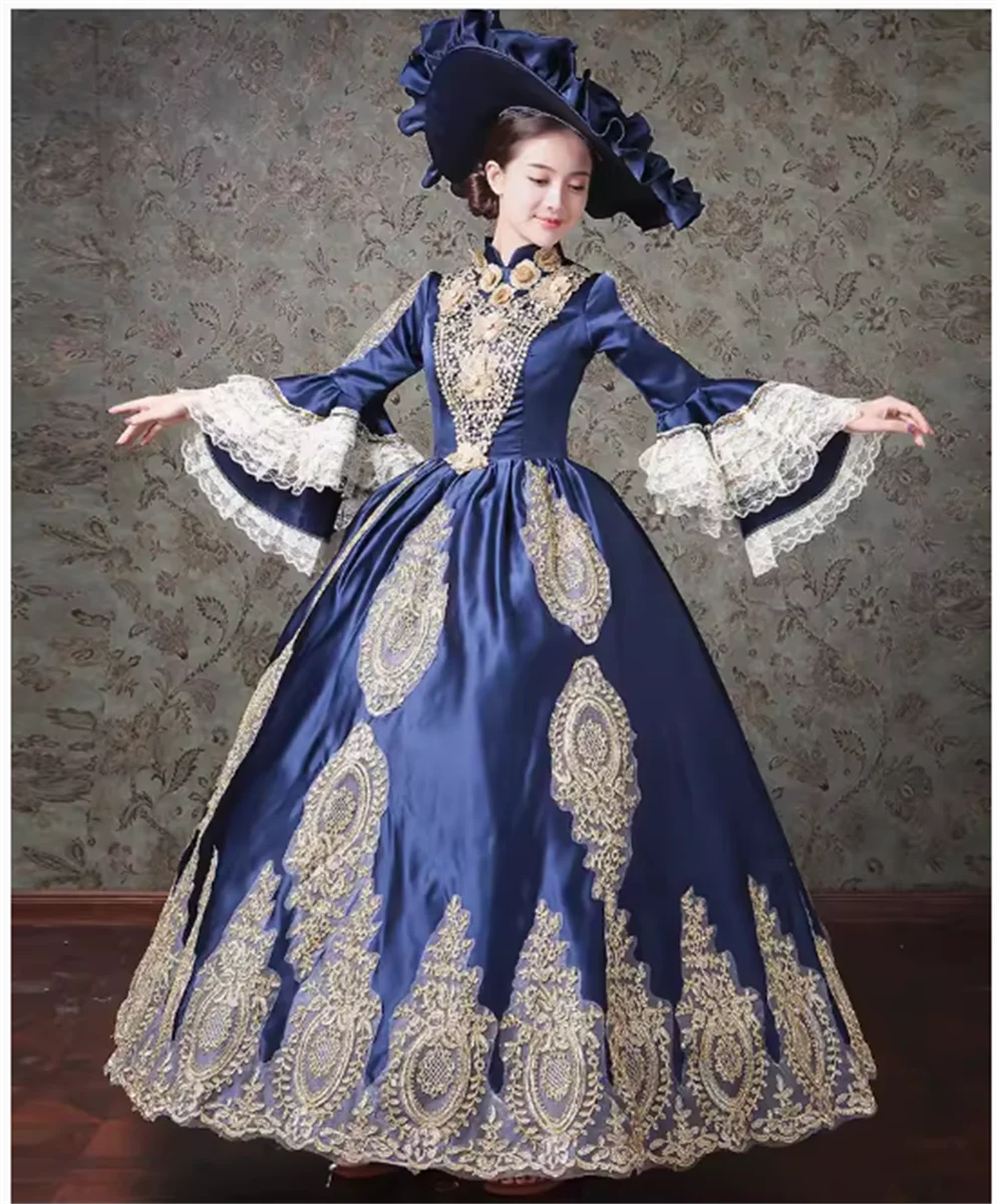 

British Noble Queen's Royal Blue European Court Dress