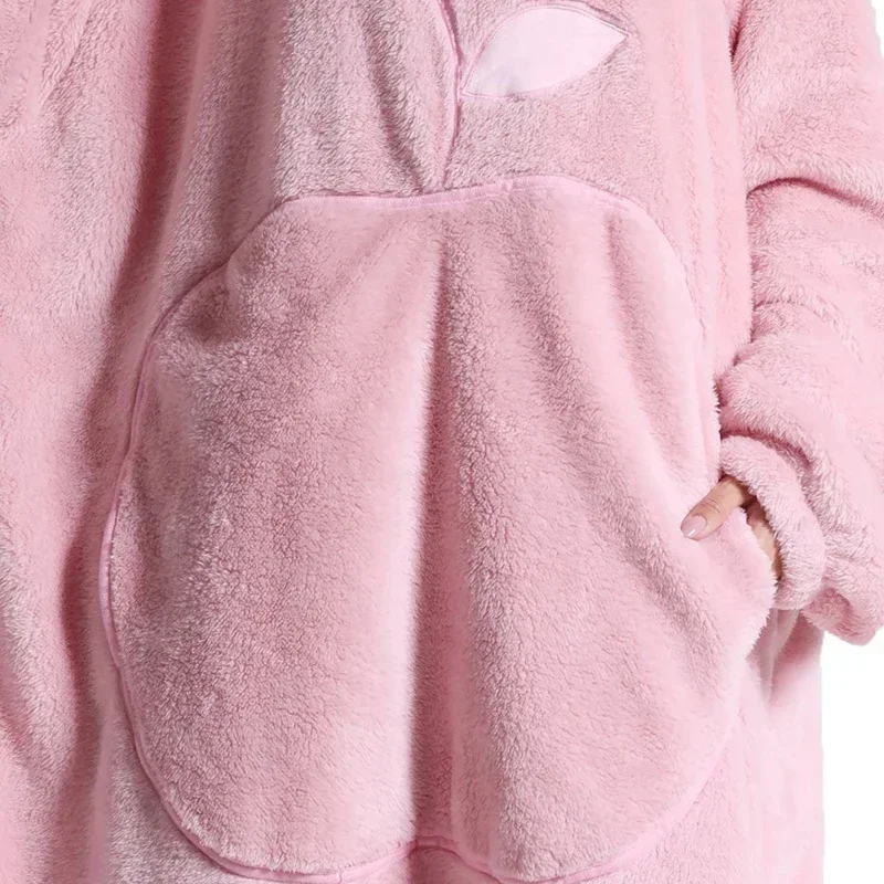 Felpe con cappuccio indossabili extra lunghe invernali Coperta Pullover caldo per adulti Felpa Coperta con cappuccio in pile oversize con maniche Robe