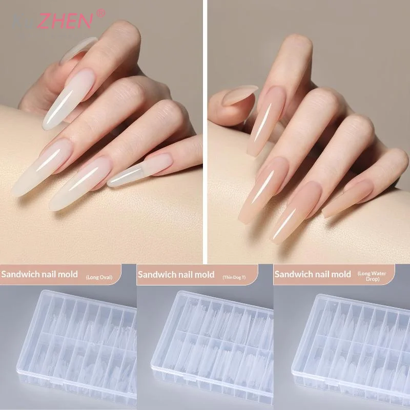 180/240 Stück Sandwich Dual Nail Forms Elliptisches Trapez Transparente Extensions-Dual Forms Oben Unten Form Lange DIY Nail Art Formen