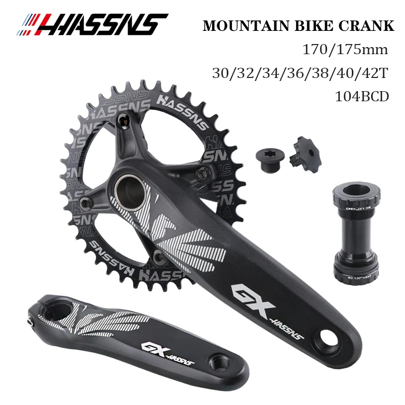 HASSNS Crankset Mountain Bike Connecting Rods Mtb Cranks Arms For Bicycle Integrated Candle Pe 1 Crown 12 Speed 32/34/36/38T