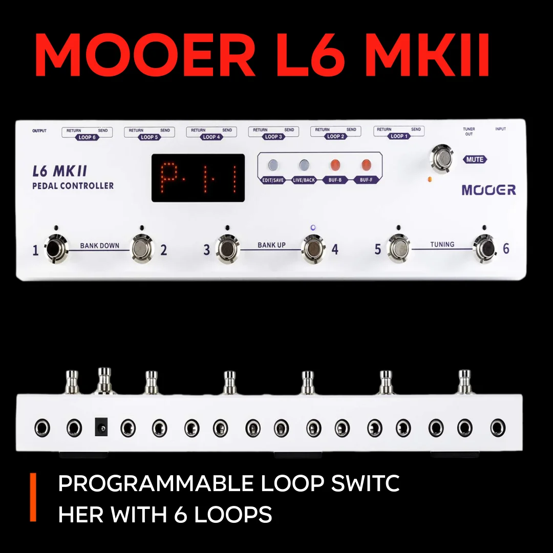 Mooer-PCL6 MKII Acoustic Guitar Tools, Electric Bass Pedal Effects Pedal Controller, Programmable Loopswitch with 6 Loops L6