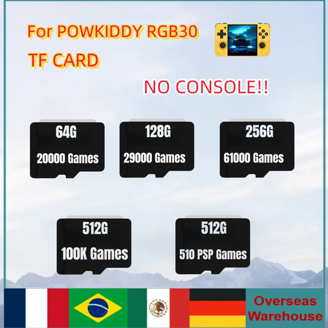 For Powkiddy RGB30 Tf Card Retro Handheld Game Console Preloaded Games Universal Built In 512g 90000+ Games 510 Psp Memory Card