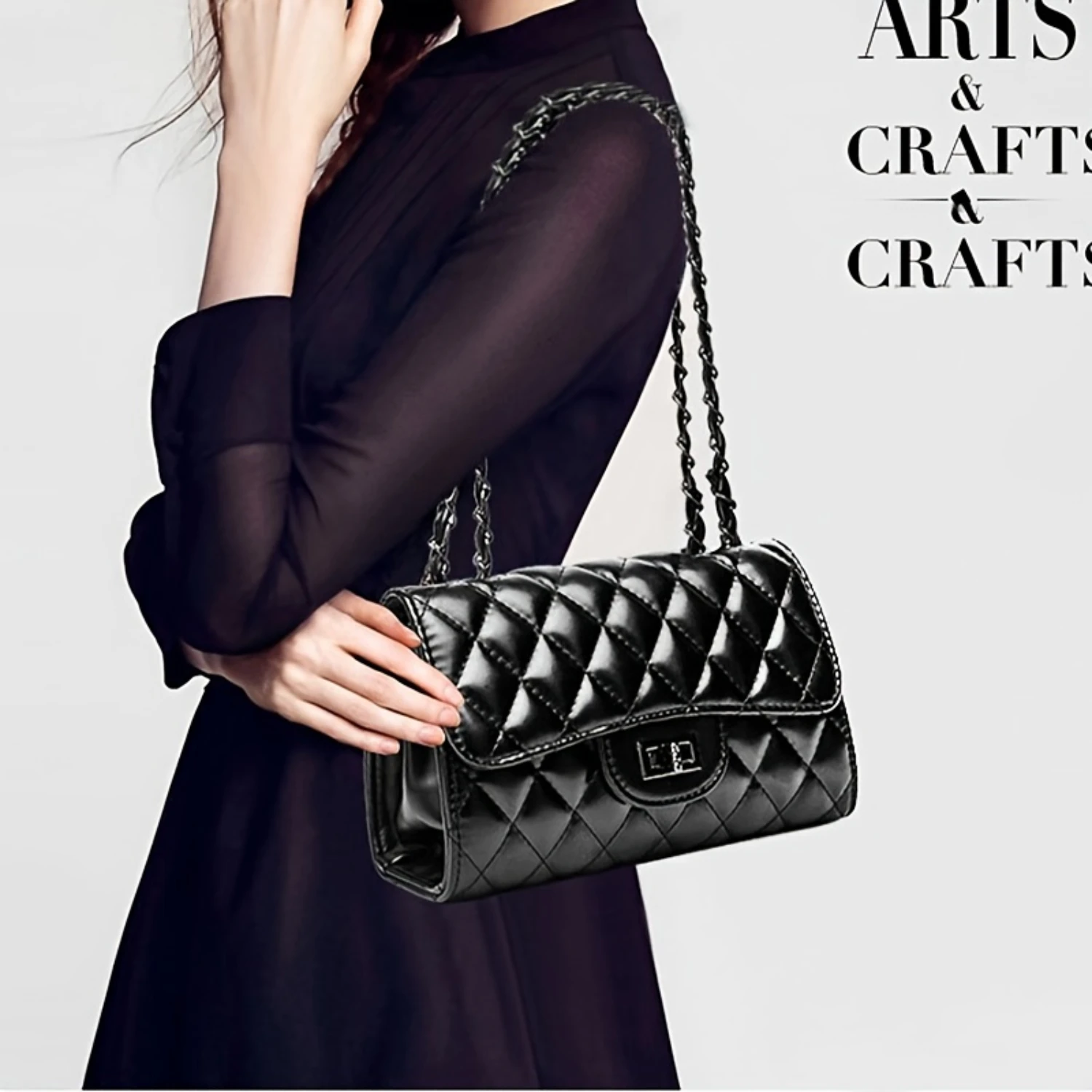 

Crossbody Bag, Women's Mini Shoulder Bag, Stylish Argyle Quilted Square Purse