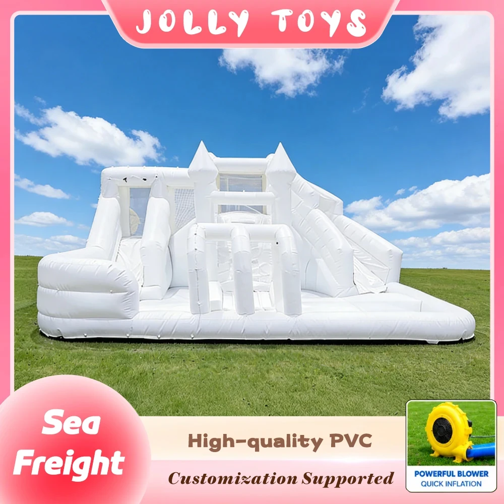 Inflatable Bounce House with Double Slides Ball Pit Water Pool Function Kids Jumping Castle for Summer Backyard Party Play Fun