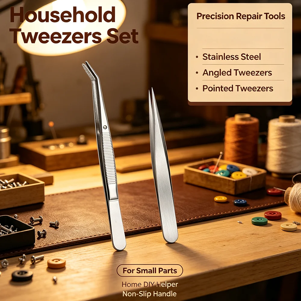 Lightweight Household Craft Tweezers Sharp Tips For Handicraft Assembly And Quick Clearing Scattered Facial Tiny Hairs