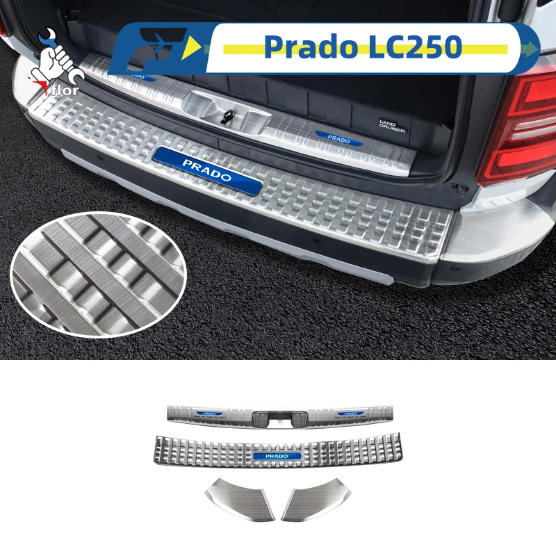 For Toyota Prado LC250 2024-2025 Car Tailgate Sill Cover Scuff Plate Strip Guard Protection Tail Door Guard Board