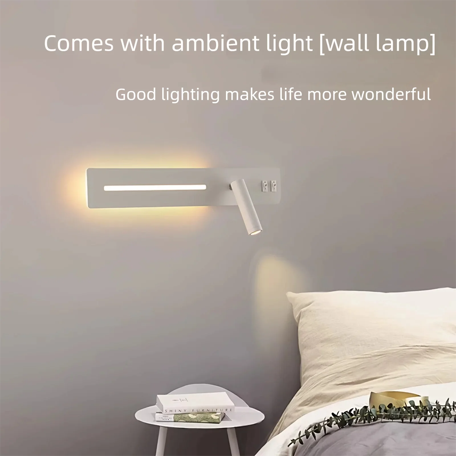 Simple Bedside Wall LampAC90-260V Dual Light Sources with Dual Switches for Reading Bedroom Hotel Room Living Room Wall Lighting