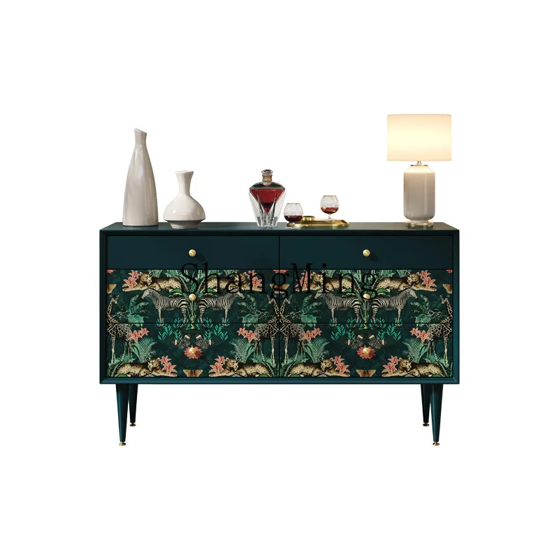 

ZYY retro painted six-chest cabinet, living room hand-painted furniture, drawer-type solid wood painted locker