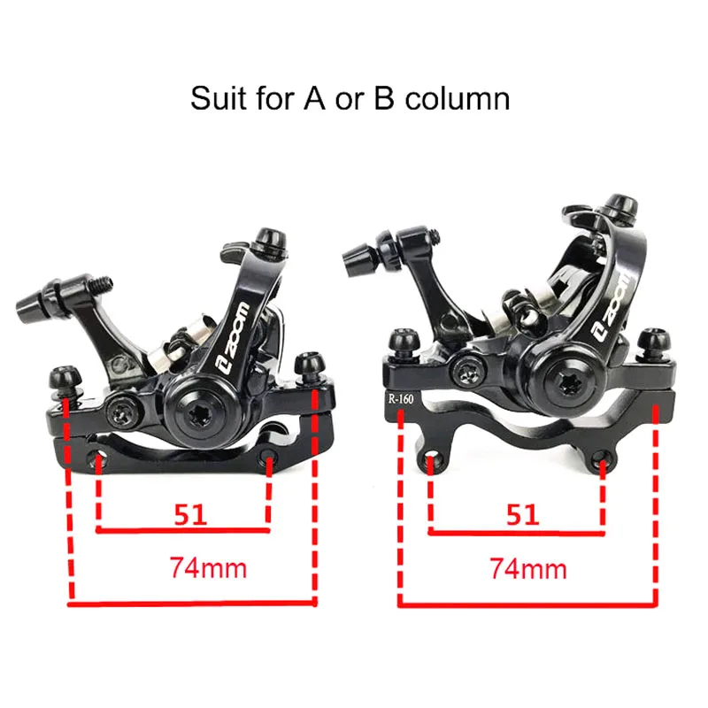 ZOOM Mountain Bike Mechanical Disc Brake Caliper 160mm Double Brake MTB Line Pulling Disc Brake With Rotor Aluminum Alloy