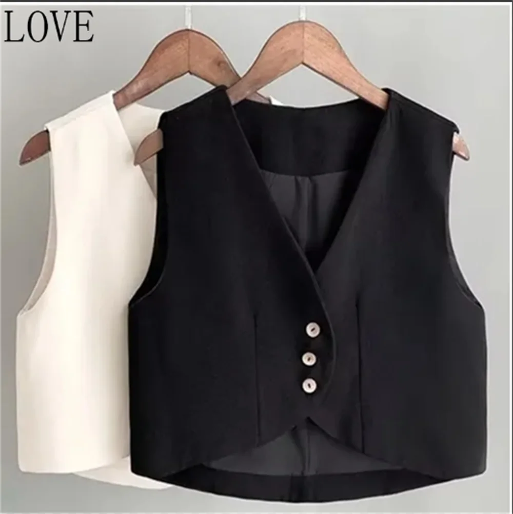 

Vests for Women Sleeveless Single-breasted Vest Coat Women's Spring and Autumn Short Vest Pony Clip Outside the Fashion Wear