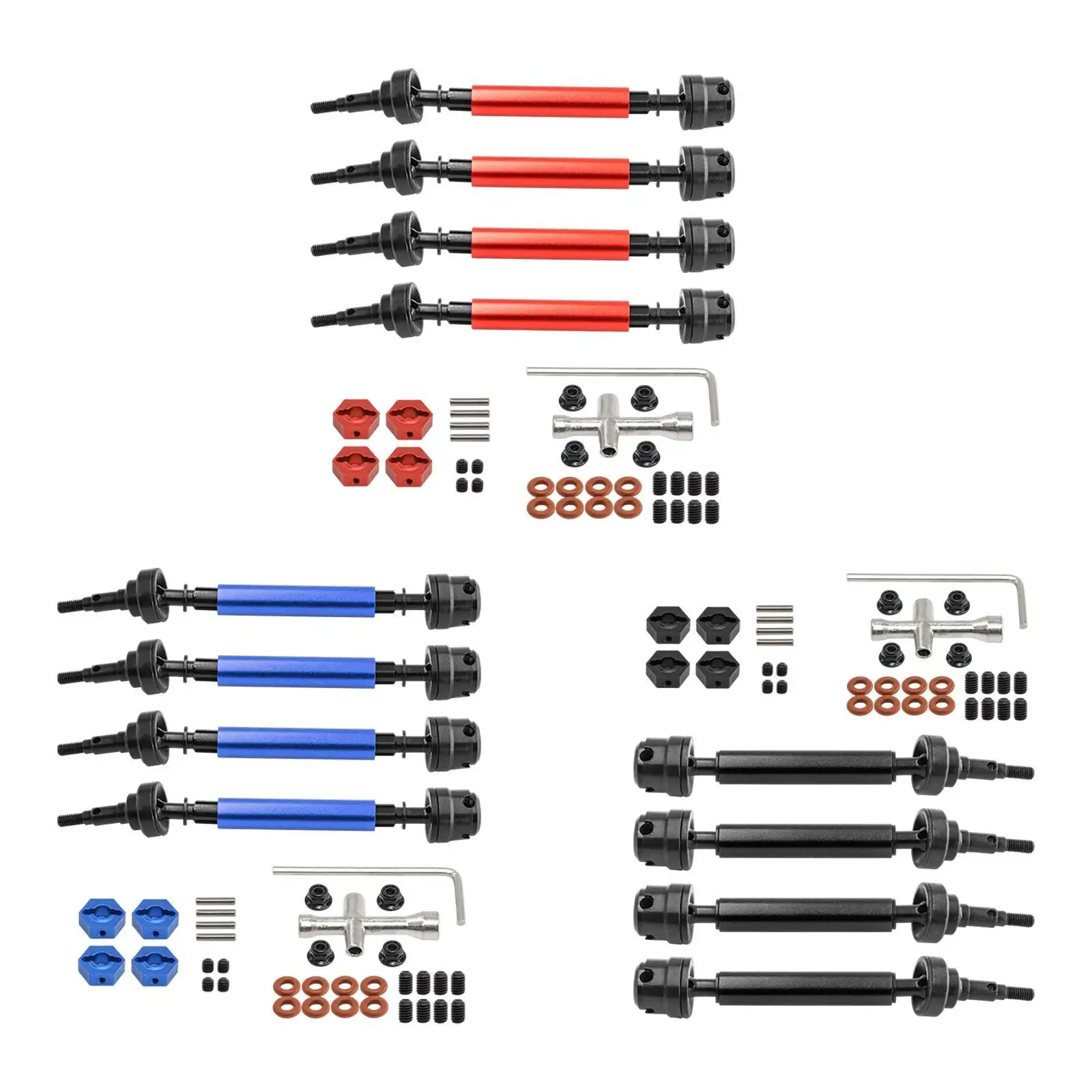 

4x RC Car CVD Drive Shaft Upgrades Part Heavy Duty Universal Metal Drive Shaft Axles CVD Slider Set for 1:10 Vehicles Model