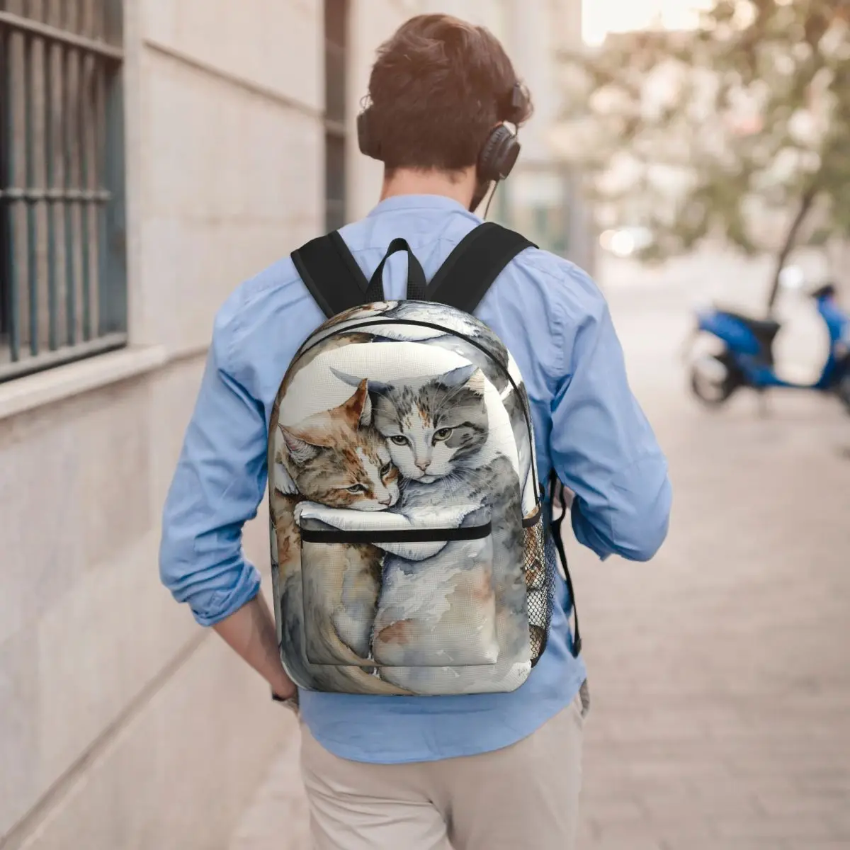 

Ginger Tabby And Grey British Kitten Cat Hug Backpack Student BookBag Children School Bag Computer Shoulder Bags for Men Women