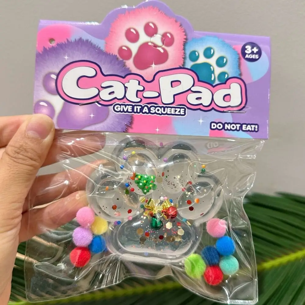 New Transparent Squeeze Cat Paw Toys Christmas Soft Pinch Vent Decompression Toys Silicone TPR Slow Rebound Toy Gifts