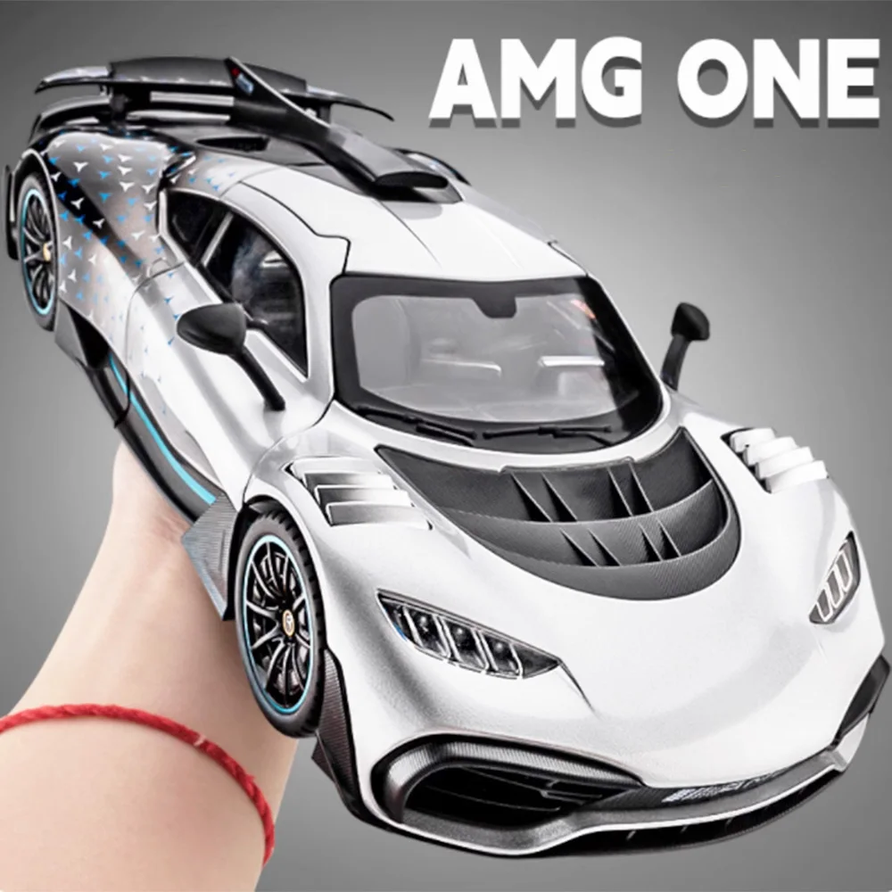 1:18 AMG ONE GT Miniature Sports Car Model Toys Alloy Diecast Supercars Sound Light Doors Opened Shock Absorption for Kids Gifts