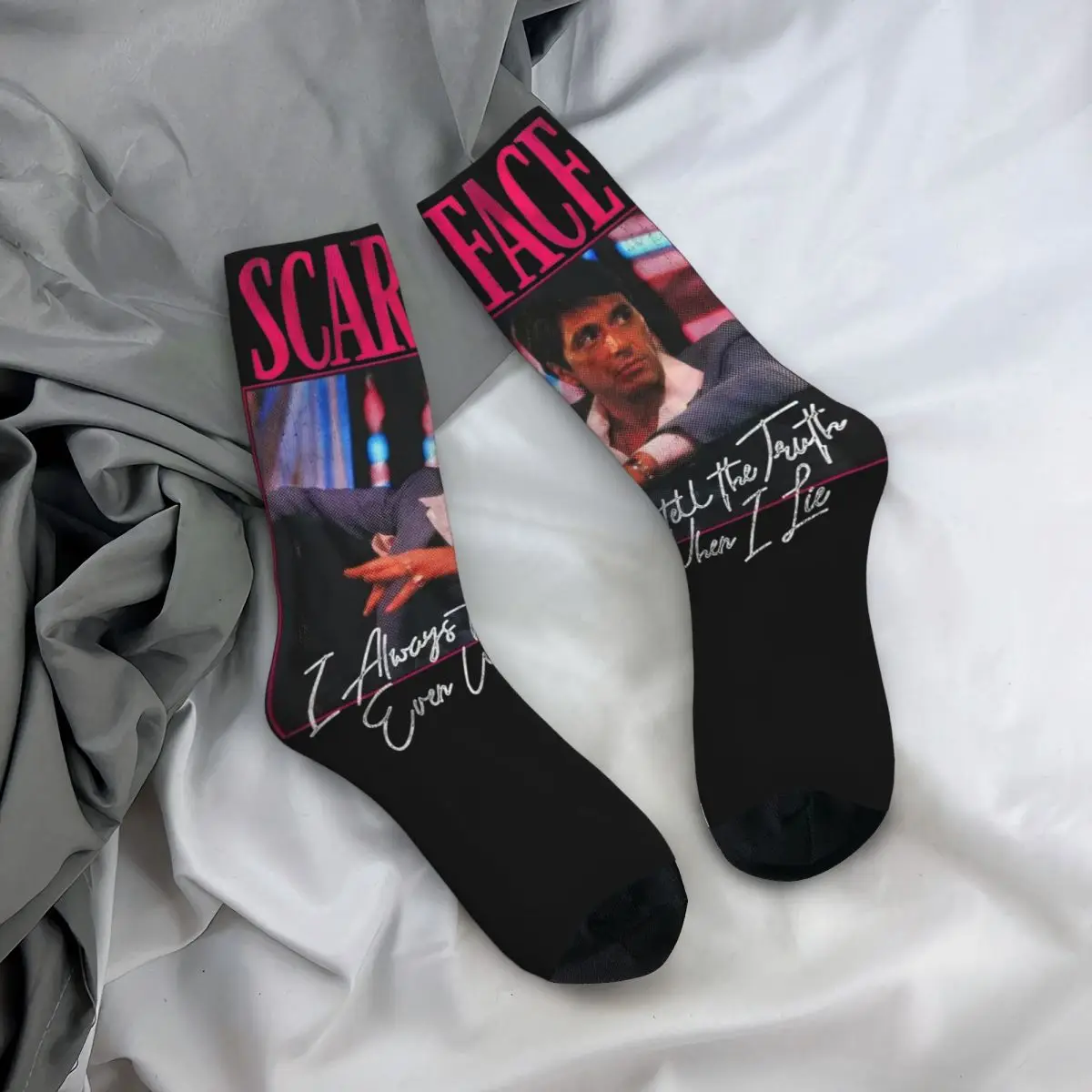 Kaus kaki kasual untuk pria wanita Montana selalu menciptakan "The Truth Scarface desain kaus kaki Tony Montana Merch kaus kaki nyaman hadiah lembut luar biasa