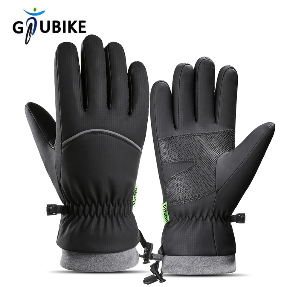GTUBIKE Winter Waterproof Cycling Gloves Outdoor Sports Motorcycle Ski Touch Screen Fleece Gloves Non-slip Warm Full Fingers