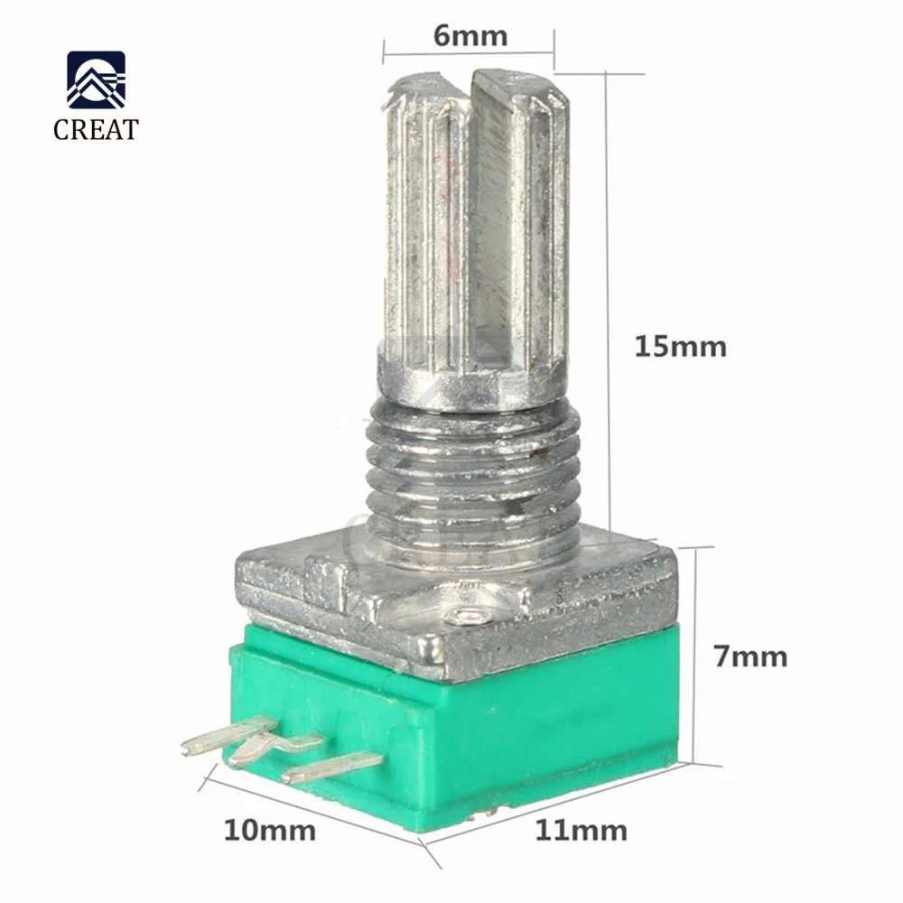 Potenciómetro de 5 unids/lote y 3 pines tipo B, 5K -500K Ohm, resistencias variables, potenciómetro lineal cónico de película de carbono giratorio de una sola vuelta