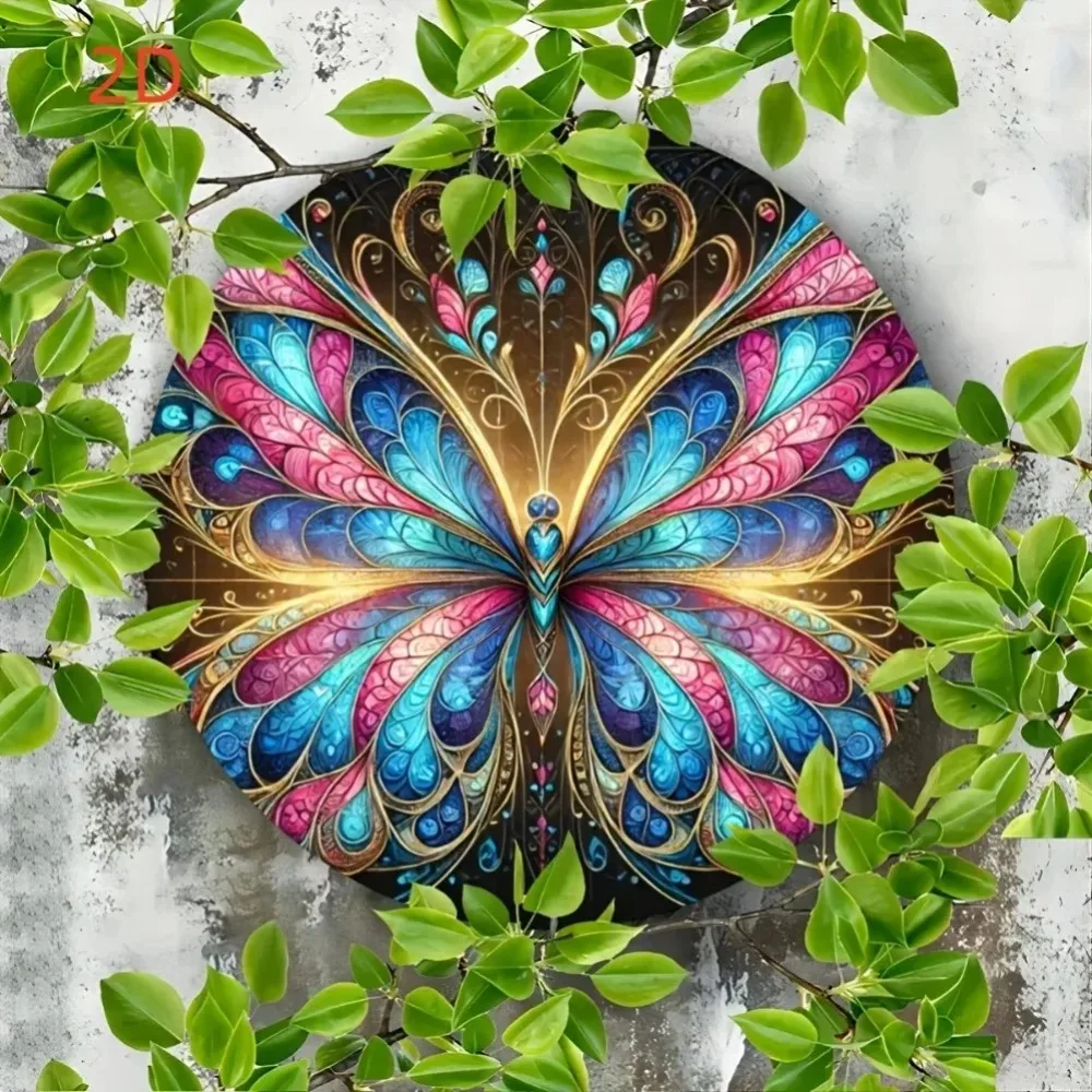 Настенное искусство с яркой бабочкой и мандалой — винтажный стиль, энергопотребление не требуется, идеально подходит для спален/офисов/домашних кафе
