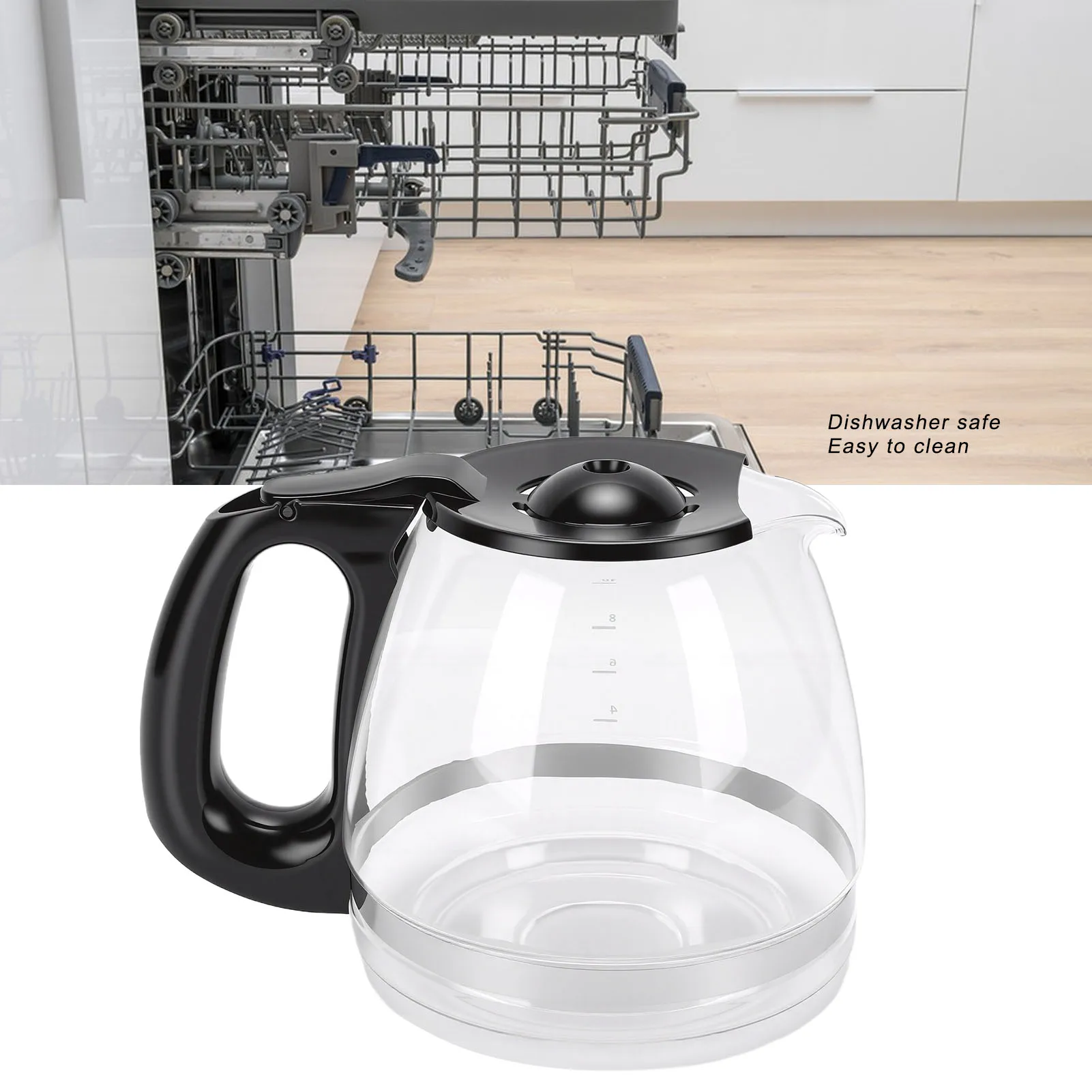 1PC Glass Coffee Pot Easy to Clean Heat Cold Proof Coffee Maker Replacement Carafe with Handle Carafe Glass Coffee Pot